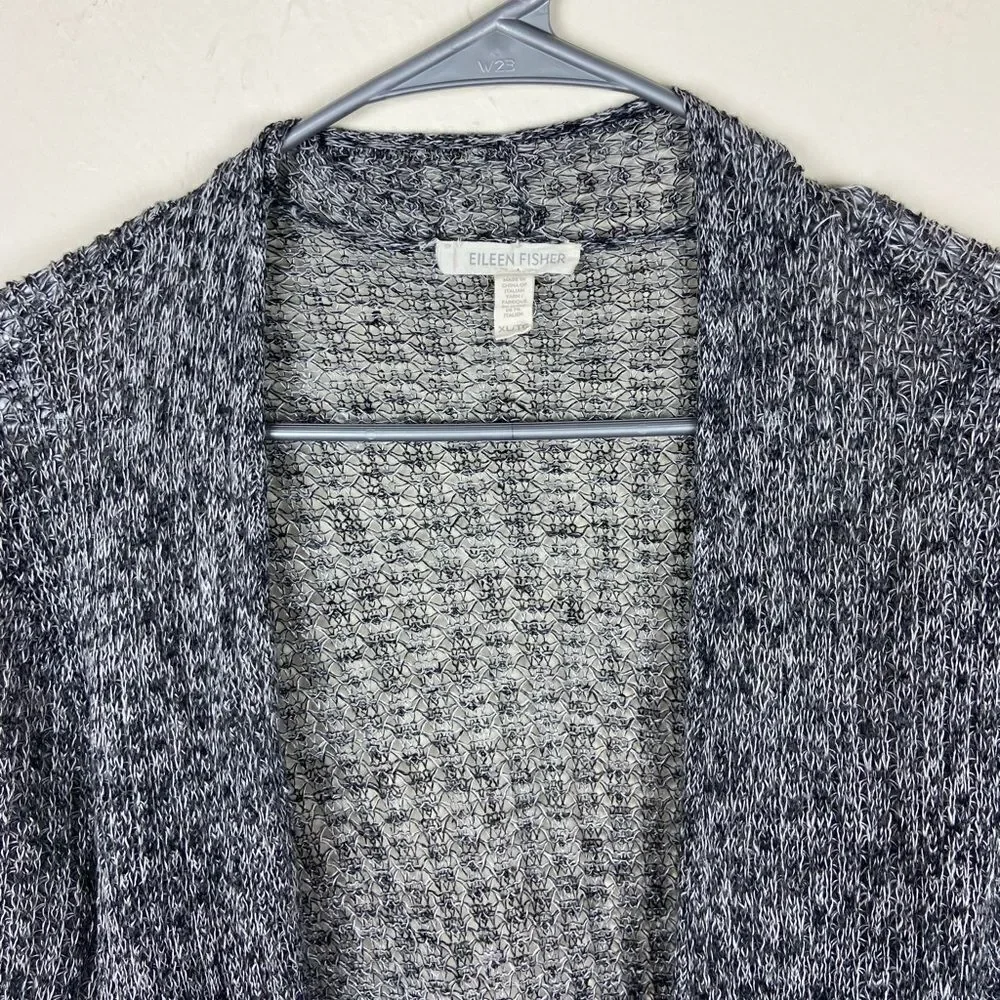 Eileen Fisher Open Front Knit Linen Cardigan - Marled Gray